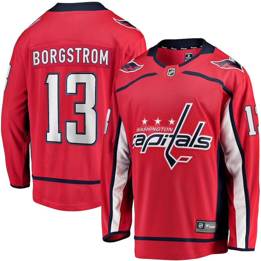 Men Washington Capitals 13 Henrik Borgstrom Fanatics Branded Red Home Breakaway Player NHL Jersey